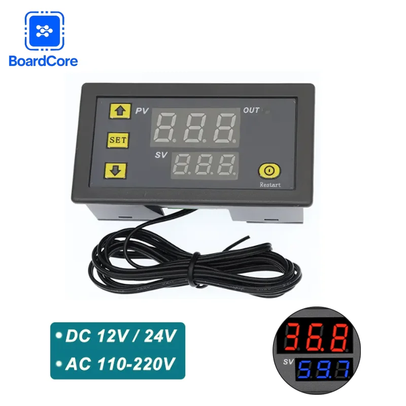 Módulo de termostato Digital W3230, placa controladora de temperatura con pantalla LED de 12V/24V/220V 20A con calefacción/refrigeración y Sensor