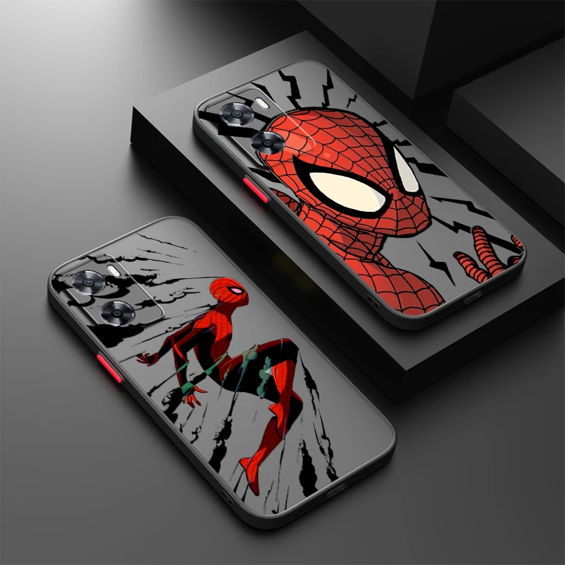 Spider-Man arte Popular translúcido esmerilado fresco para OPPO X5 X3 A54S A5 A94 A16 A53S A57 A74 A72 A96 A98 A78 5G, funda trasera para teléfono