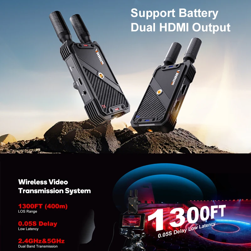 Kit extensor inalámbrico HDMI de 400m, transmisor y receptor de vídeo, compatible con batería NP F970 F750, cámara de boda para Iglesia, transmisión en vivo - imagen 2