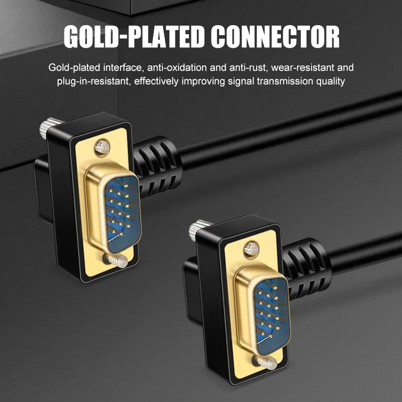 Cable de conexión VGA chapado en oro de 15 pines macho a macho a hembra a hembra línea HD de 1080P para TV Cable de datos de codo de 90/270 grados - imagen 2