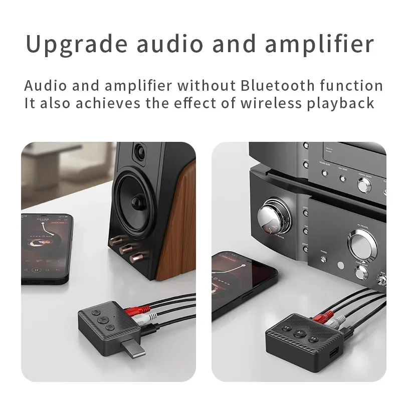 Adaptador receptor de Audio USB Bluetooth 5,4, música estéreo inalámbrica, AUX RCA de 3,5mm, compatible con reproducción de disco en U para amplificador de altavoz de escritorio - imagen 4
