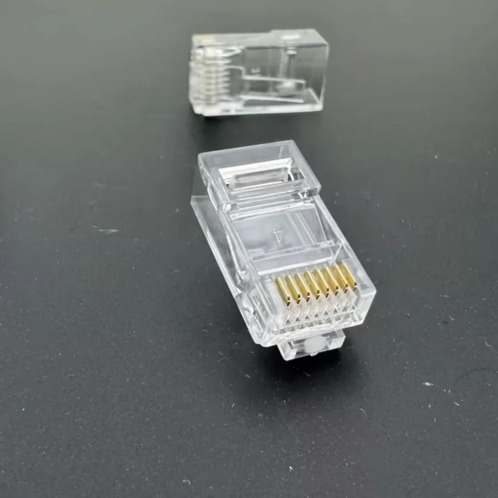 100 Uds RJ45 Cat6/Cat5e conectores Crystal End 8P8C engarzado UTP estándar red Ethernet enchufe Modular sin paso a través - imagen 3