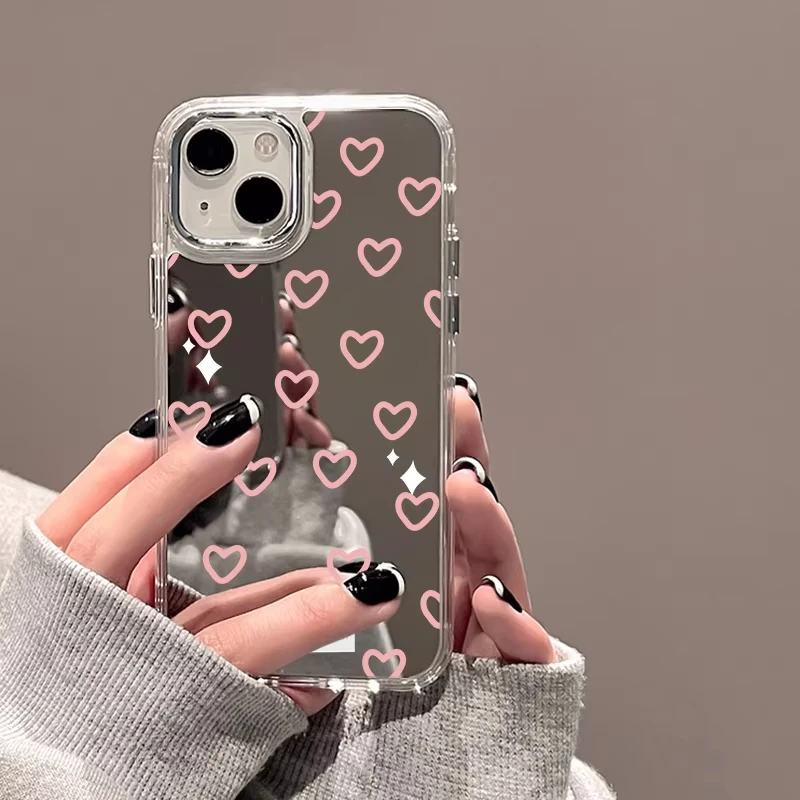 Bonita funda de teléfono con espejo y letras en inglés para iPhone 16 Pro Max, funda suave a prueba de golpes para iPhone 11 12 13 15 14 Pro Max XR X XS Max - imagen 3