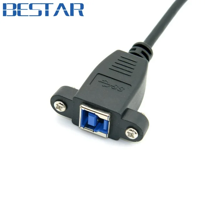 Negro USB 3,0 USB3.0 montaje en Panel trasero tipo B hembra a ángulo recto 90 grados tipo B conector adaptador de Cable de extensión macho - imagen 2
