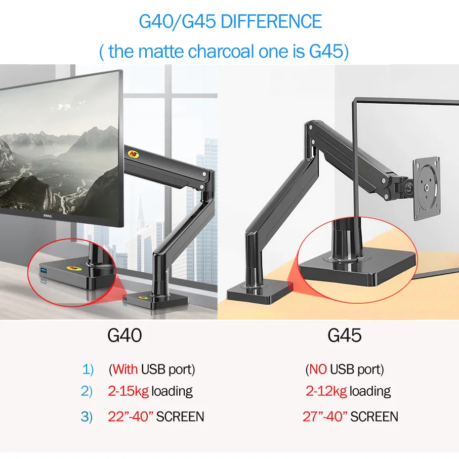 Brazo de Gas para Monitor de Escritorio 22-40" - Rotación 360° - imagen 5