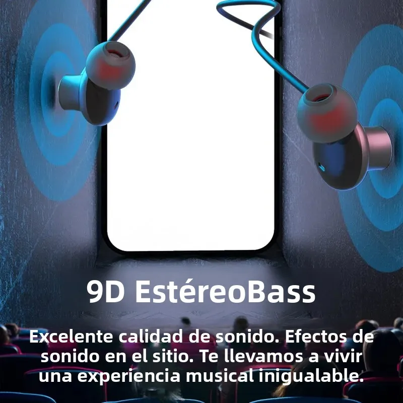 Auriculares inalámbricos con Bluetooth, cascos con graves, resistentes a 180 horas, con micrófono, estéreo, con banda para el cuello, deportivos, para tarjeta TF - imagen 5