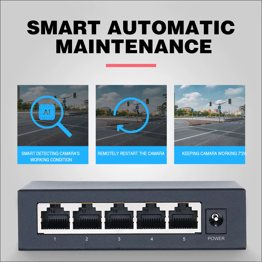 OPTFOCUS 48V POE interruptor Ethernet activo 100M 1000Mbps 802.3af 802.3at ethernet hub splitter derivación potencia Gigabit interruptor hub PoE - imagen 5