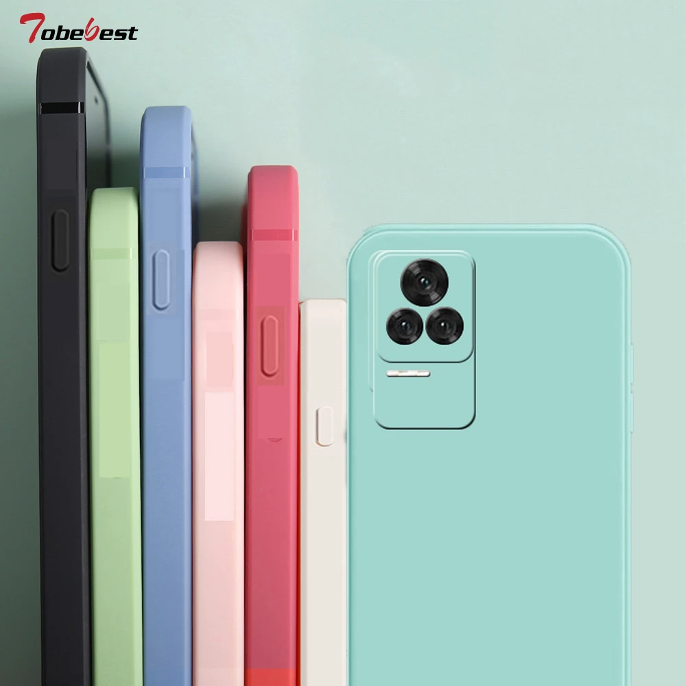 Funda de silicona suave cuadrada de lujo para Xiaomi Poco F4 F3 F2 Pro Coque Color sólido protección de cámara contraportada - imagen 2
