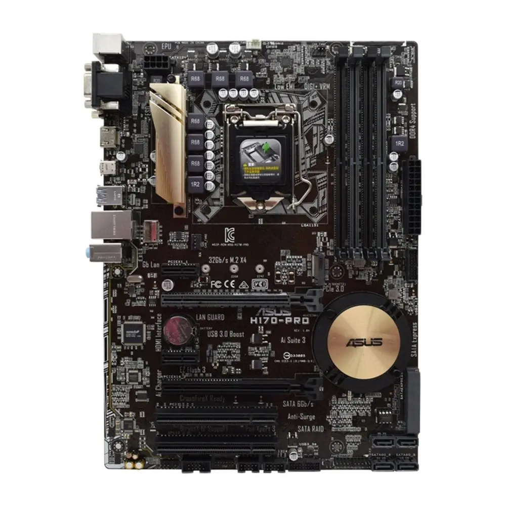 Placa base ASUS H170-PRO compatible con i7-7700 6700K i5-7600 6500 i3-7320 6300 CPU LGA1151 4xDDR4 IntelH170 M.2 PCIe3.0 placa base ATX - imagen 2