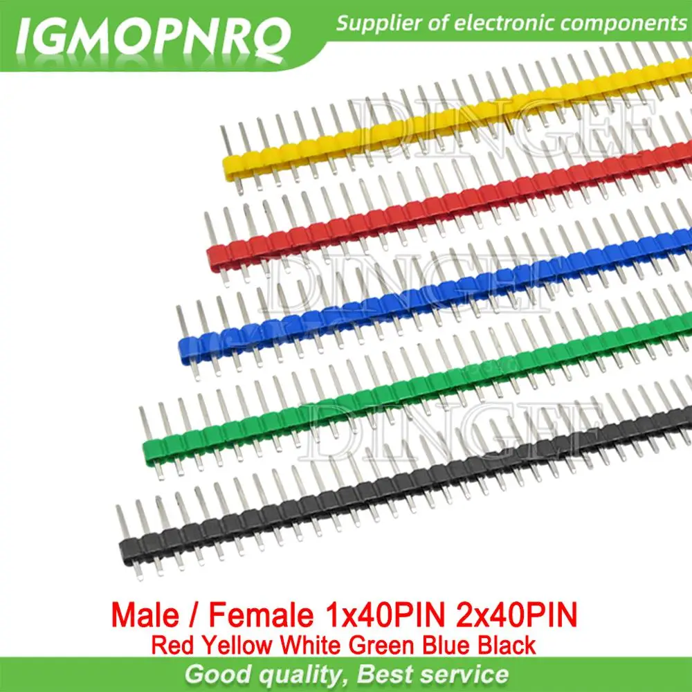 10 unids/lote 40Pin 2,54mm tira de conector de pines macho hembra recta de doble fila única para PBC Ardunio 40P