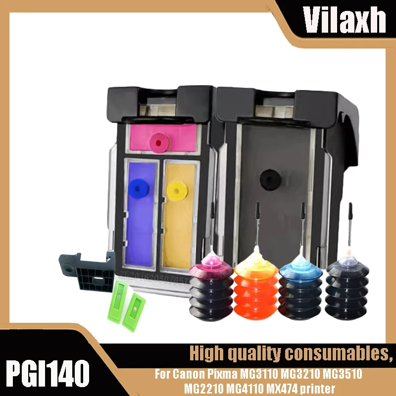 Vilaxh-cartucho de tinta pg140 cl141 para impresora, Compatible con Canon Pixma MG3110 MG3210 MG3510 MG2210 MG4110 MX474, 140