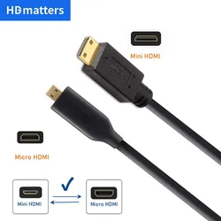 Cable Micro HDMI a Mini HDMI 4K60Hz Bidirecc. GoPro Hero/Raspberry Pi