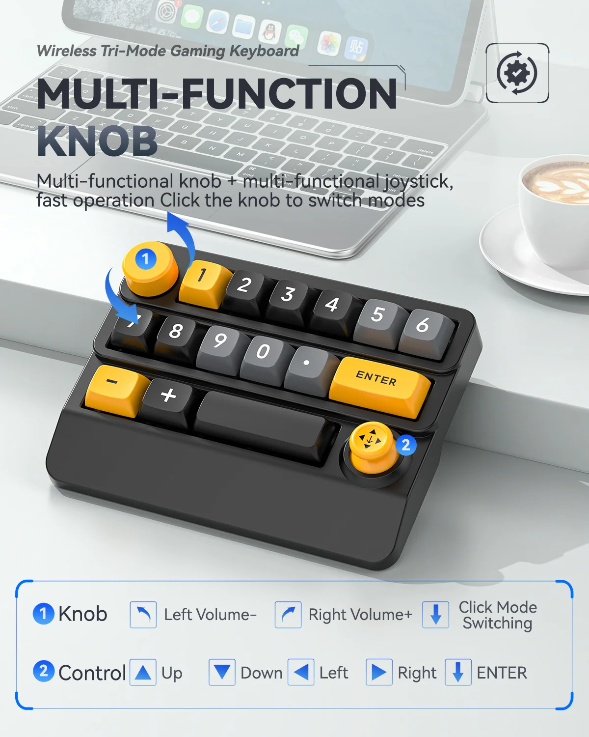 Teclado mecánico inalámbrico retroiluminado JOMAA RGB con Joystick teclado para juegos Bluetooth intercambiable en caliente teclado con cable - imagen 3