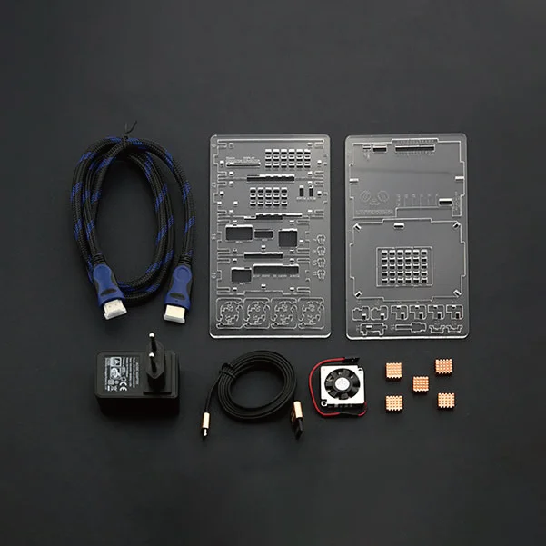 DFRobot-Kit de iniciación LattePanda, ventilador de refrigeración compatible con HDMI, adaptador de alimentación europeo, disipador térmico de cobre, Cable Micro USB