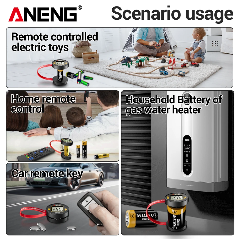 Mini probador de batería, Detector de batería de litio ANENG BT138, probador de capacidad, pantalla, analizador a cuadros, herramienta de prueba de pila de botón AAA AA - imagen 3