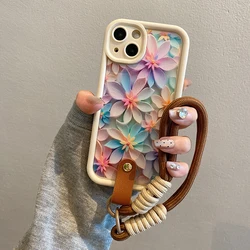 Funda iPhone con correa – Estampado flores antigolpes y protección