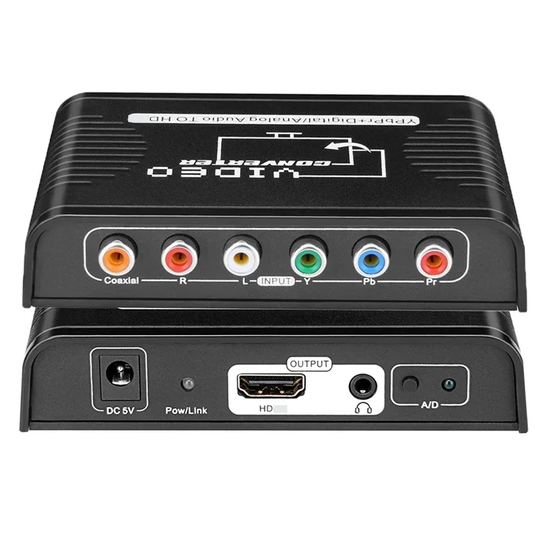 Ypbpr-componente de vídeo Digital/analógico, Adaptador de Audio Coaxial a HDMI, convertidor de vídeo para Wii PS2 PS3 DVD a Monitor de TV