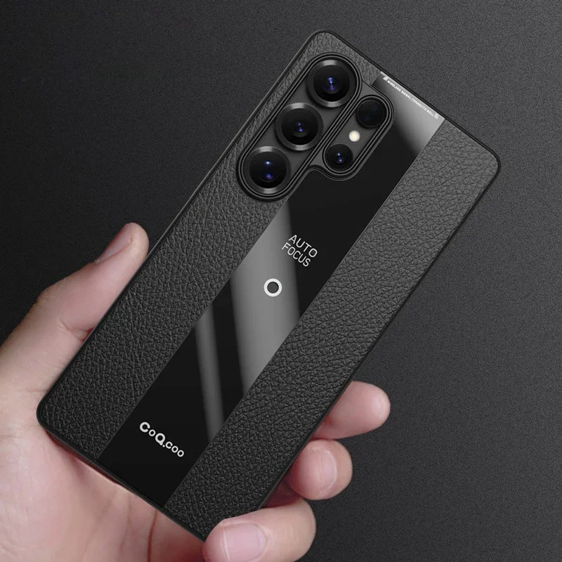 Para Samsung Galaxy S25 Ultra funda de lujo de cuero Lichi + TPU suave protección de lente ultrafina cubierta mate - imagen 2