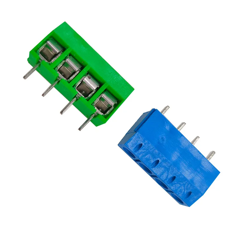 100 Uds KF301 2/3/4Pin empalmable enchufable tornillo bloque de terminales paso 5,0mm conector de montaje PCB recto azul verde - imagen 4