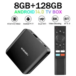 TV98 ATV Plus TV Box Android 14 4K/8K con Wi-Fi 5G y control de voz