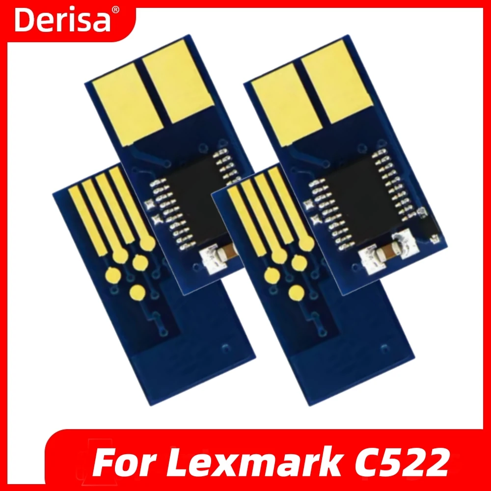 1 Juego de Chip de cartucho de tóner C522 para Lexmark C522 C534 C530 C532 C534 C5220KS C5220CS C5220YS C5220MS Chips de apoyo de cartucho de impresora