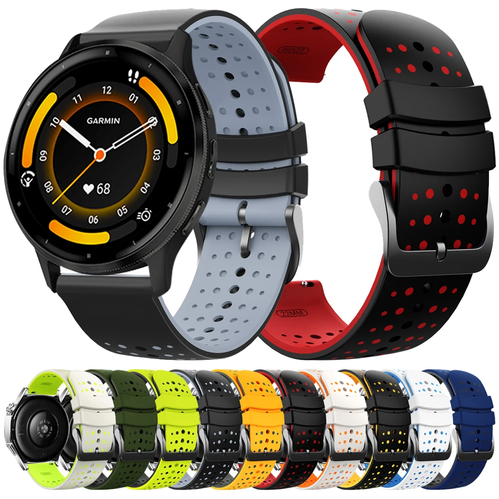 Correa de silicona de 22mm para Garmin Venu 3 2 Band Forerunner 265 255Music 570 47mm Vivoactive4 pulsera para Garmin Venu 4 45mm Correa