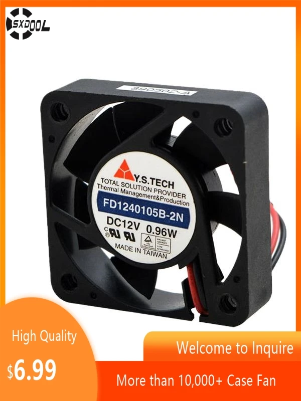 para Y.S. TECCO FD 1240105 B-2N 40mm 12V 0.96W Ventilador de refrigeración Doble bola 5000RPM, 2 cables, para PC, impresora 3D, equipos industriales