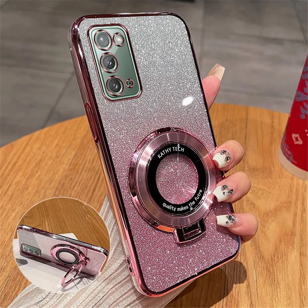 Funda con purpurina suave para Samsung Galaxy Note 20 Ultra, funda con soporte magnético para teléfono móvil Samsung Galaxy Note 20 Ultra 10 Plus 9 - imagen 2