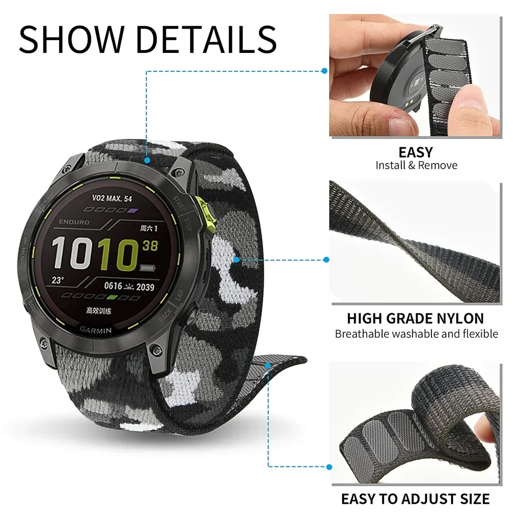 Correa Nylon Garmin Instinct 3 / 2 Solar / 2X – Con Gancho