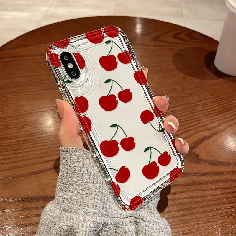 Funda de teléfono transparente para iPhone 15 Pro Max 11 13 14 12 XR X XS 7 8 Plus 15promax 13promax 6 SE 2020 Funda de silicona cereza - imagen 3