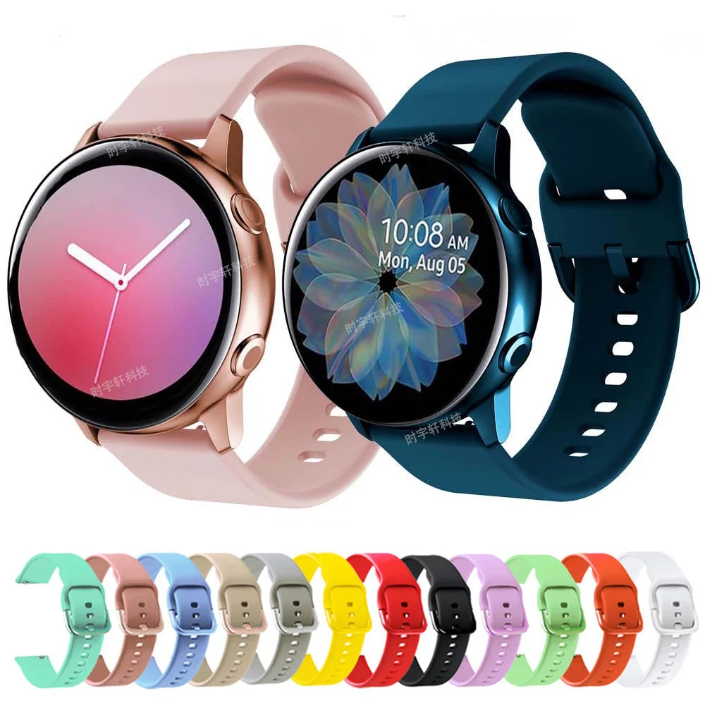 Para Samsung Galaxy Active 2 40mm 44mm correa de reloj inteligente pulsera deportiva de silicona de 20mm para Galaxy Watch 42mm/3 41mm/Correa Gear S2