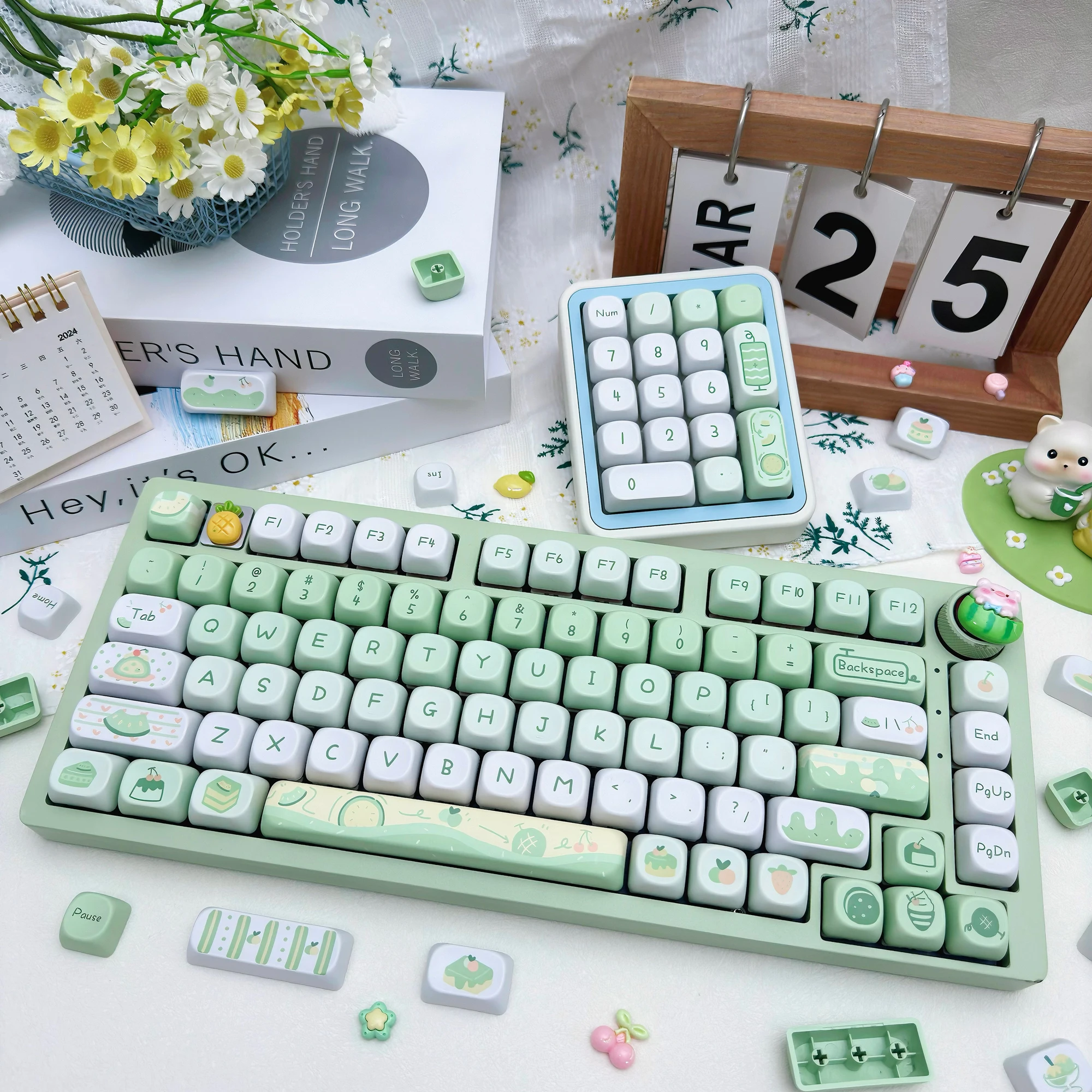 Honeydew Melon Ice Cream 114 teclas tema de verano Keycap PBT sublimación MOA lindo pequeño fresco verde Keycaps para teclado mecánico - imagen 5