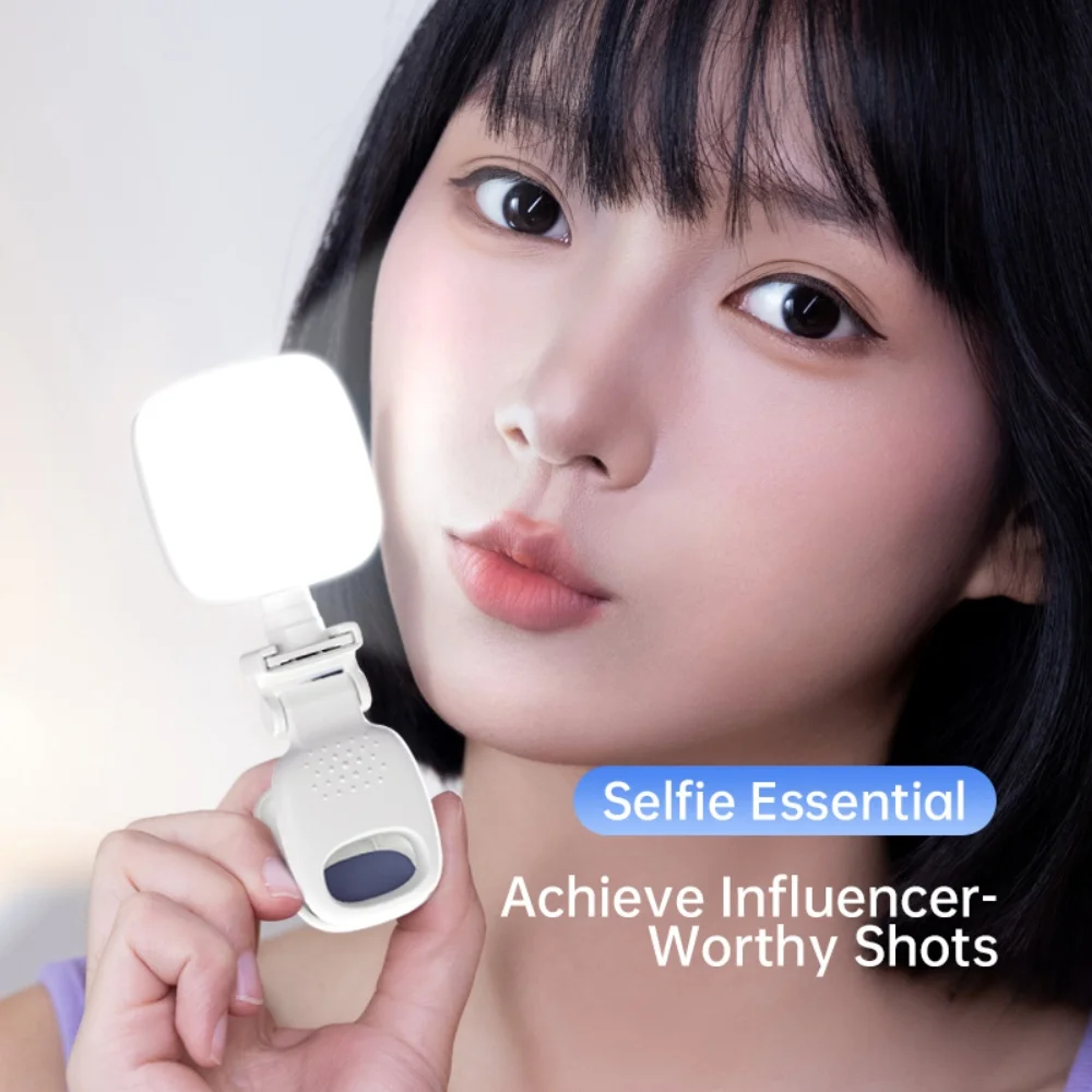Luz de relleno LED portátil para Selfie, recargable con modos de brillo ajustables, con Clip para teléfono, portátil, tableta, reuniones y maquillaje