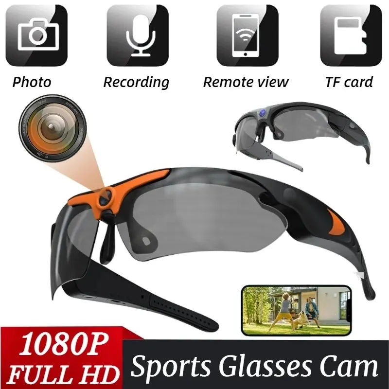 Minicámara de gafas de sol Full HD 1080P, cámara de deportes al aire libre, DV, gafas deportivas inteligentes, cámara DVR, gafas de gran angular