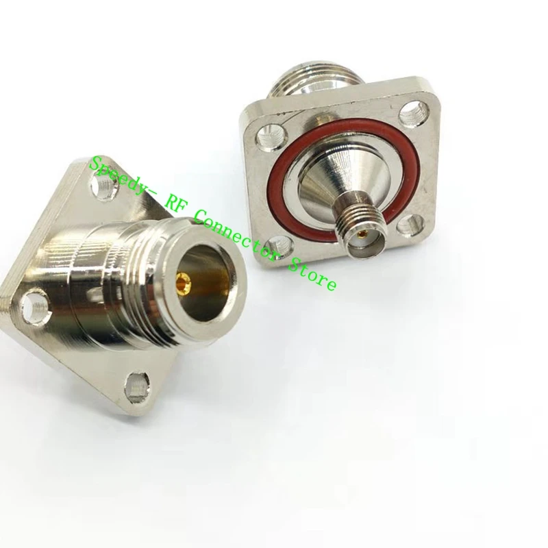 Conector de brida de 4 orificios L16 N hembra a SMA hembra, 1 piezas, conector N a SMA, brida de 4 orificios con junta tórica, brida de arandela, montaje en Panel a prueba de agua - imagen 3