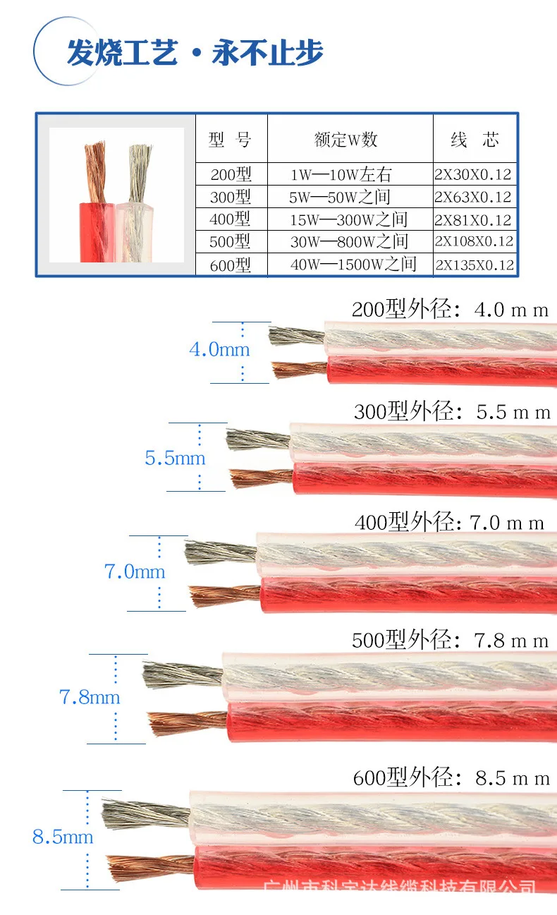 Cable de altavoz de Audio de cobre y aluminio sin oxígeno RVH200-600, Cable de Audio para fiebre, Cable de altavoz de Audio transparente dorado y plateado - imagen 4