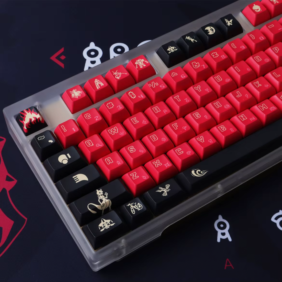 Keycaps PBT Groudon Perfil Cherry – Diseño Rojo Negro - imagen 5