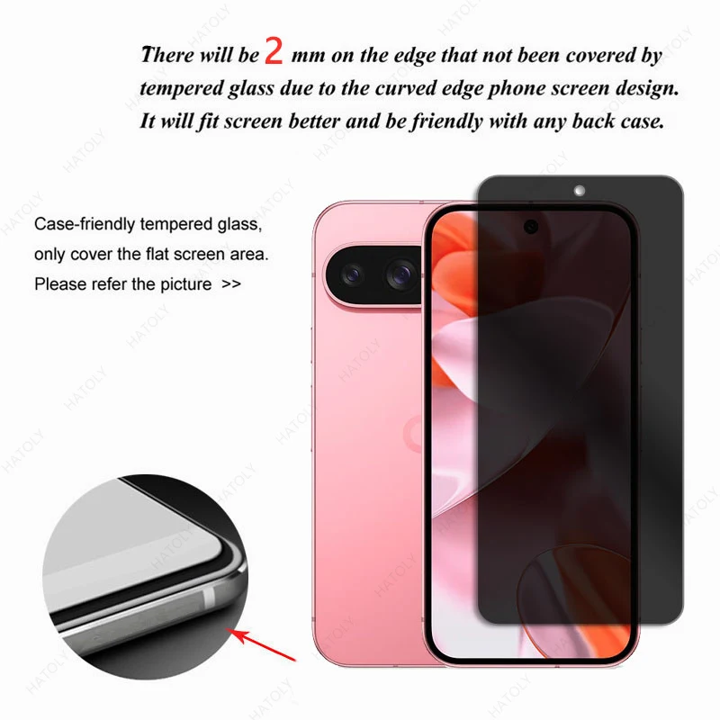Protector de pantalla de privacidad para Google Pixel 9, Protector de cámara de vidrio antiespía para Pixel 9 Pro XL, vidrio antideslumbrante - imagen 3