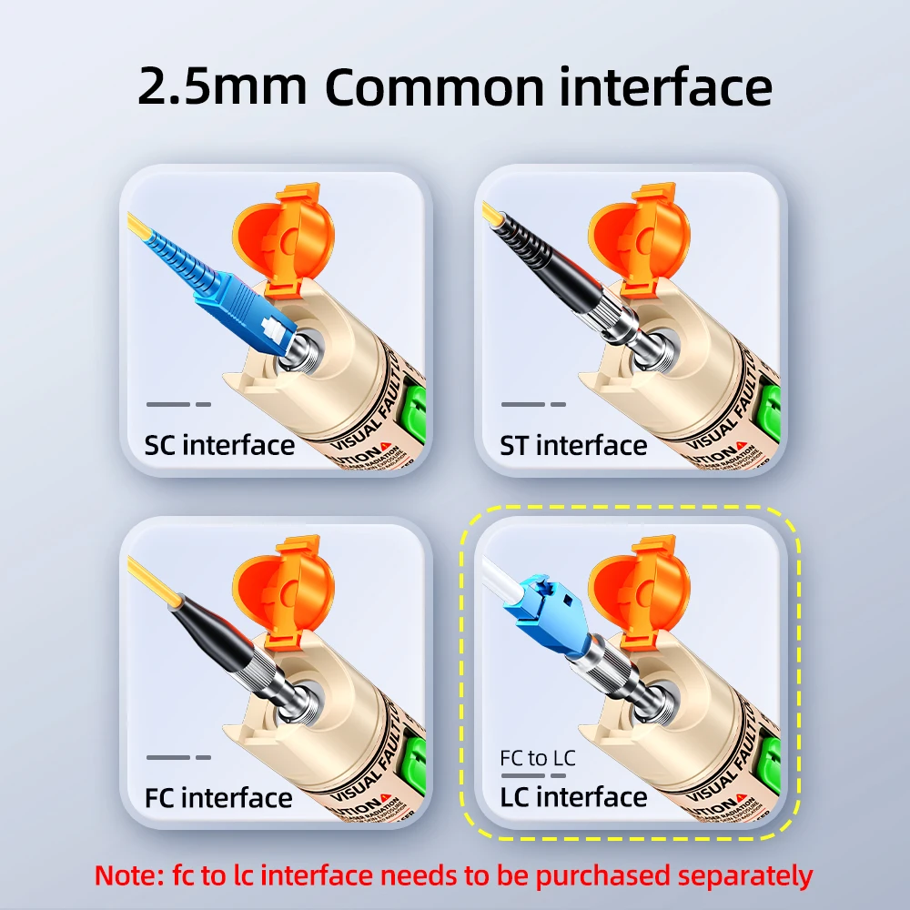 SAIVXIAN FTTH pluma probadora de Cable de fibra óptica 5/10/20/30/50/60/70/80/100mw localizador Visual de fallos SC/FC/ST interfaz VFL de 2,5mm - imagen 4
