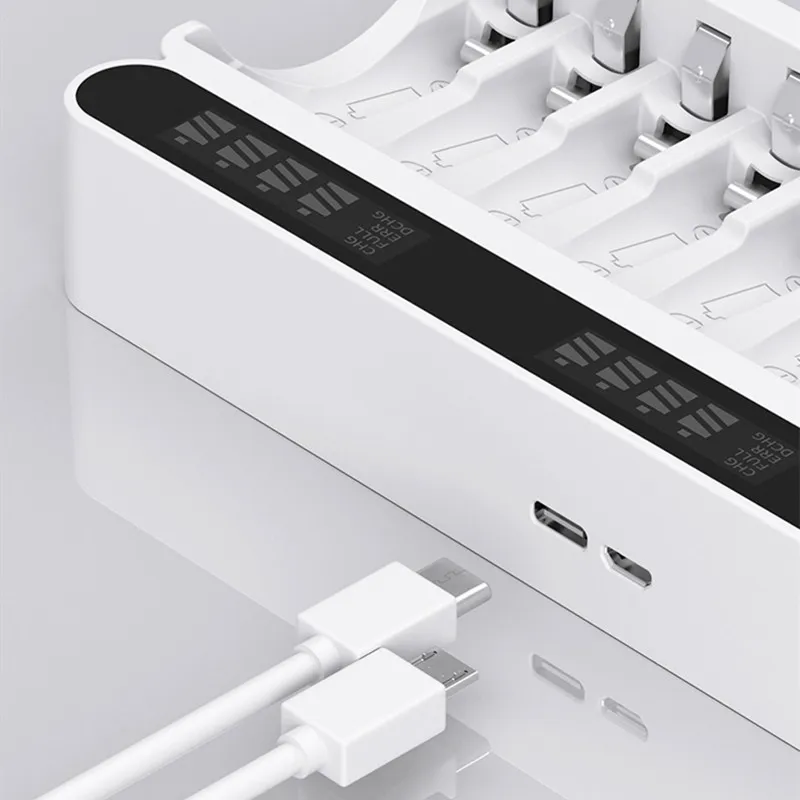 Cargador de batería AA AAA de 1,2 V, 12 ranuras, carga rápida, descarga, LCD inteligente, para batería recargable Ni-MH - imagen 5