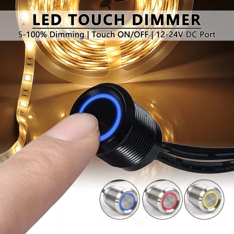 Controlador de Sensor táctil atenuador de un solo Color, 1 canal, 72W, 144W, 6A, 12V, 24V CC, 5,5x2,1mm, tira de luz LED, caja de Metal, interruptor integrado - imagen 2