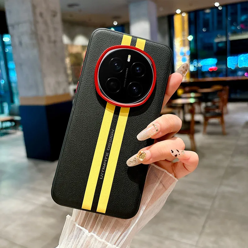 Para Honor Magic 7, 7 Pro, 7 RSR funda ELVEV pista amarilla sensación de piel PU funda dura para teléfono de PC - imagen 2