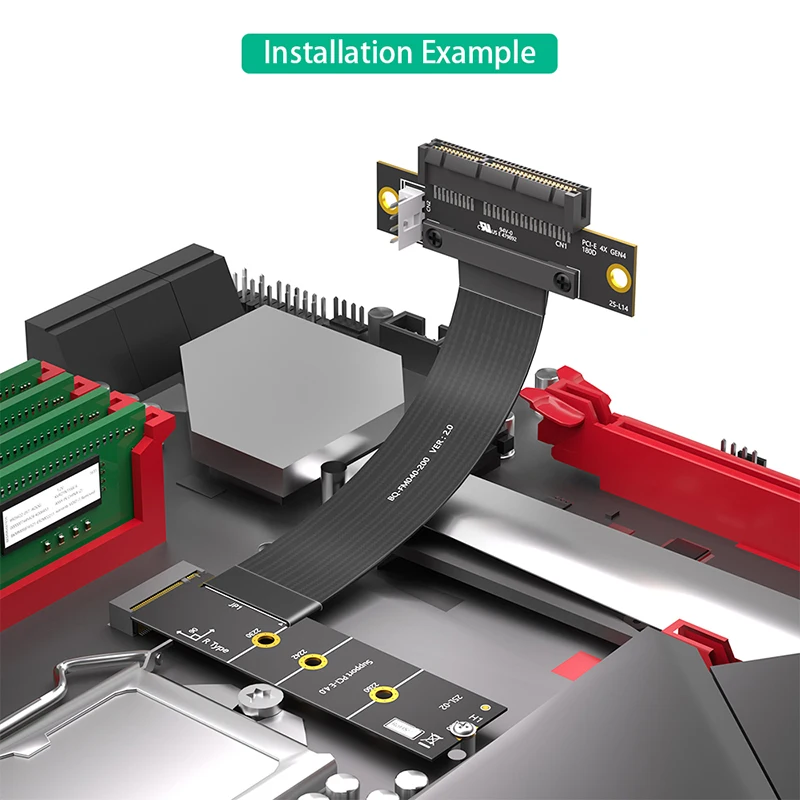 Cable elevador M.2 NVME a PCI Express X4 4,0, Cable de extensión PCIE X4 a X4, adaptador de ranura NVME M Key a PCIE para ordenador portátil de escritorio, 20cm - imagen 2