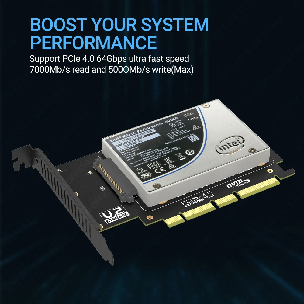 Adaptador JEYI U.2 a PCIe 4.0, tarjeta de expansión NVMe 2,5" U.2 (SFF-8639) SSD PCIe x4 x8 x16 - SSD U.2 - Unidad U.2 (PEX4SFF8639) - imagen 5