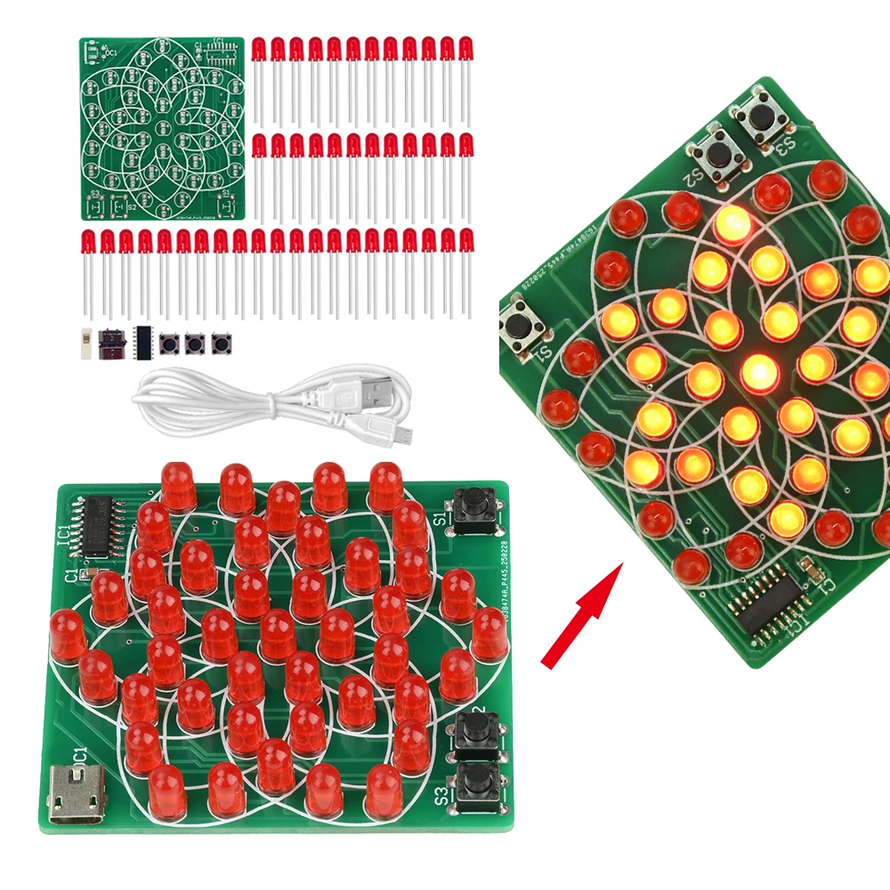 DIY 43 Kit de luz de flujo LED DC 4-5V patrón Micro USB molino de viento electrónico S3 implementación 9 tipos de reproducción de animación conmutación - imagen 2