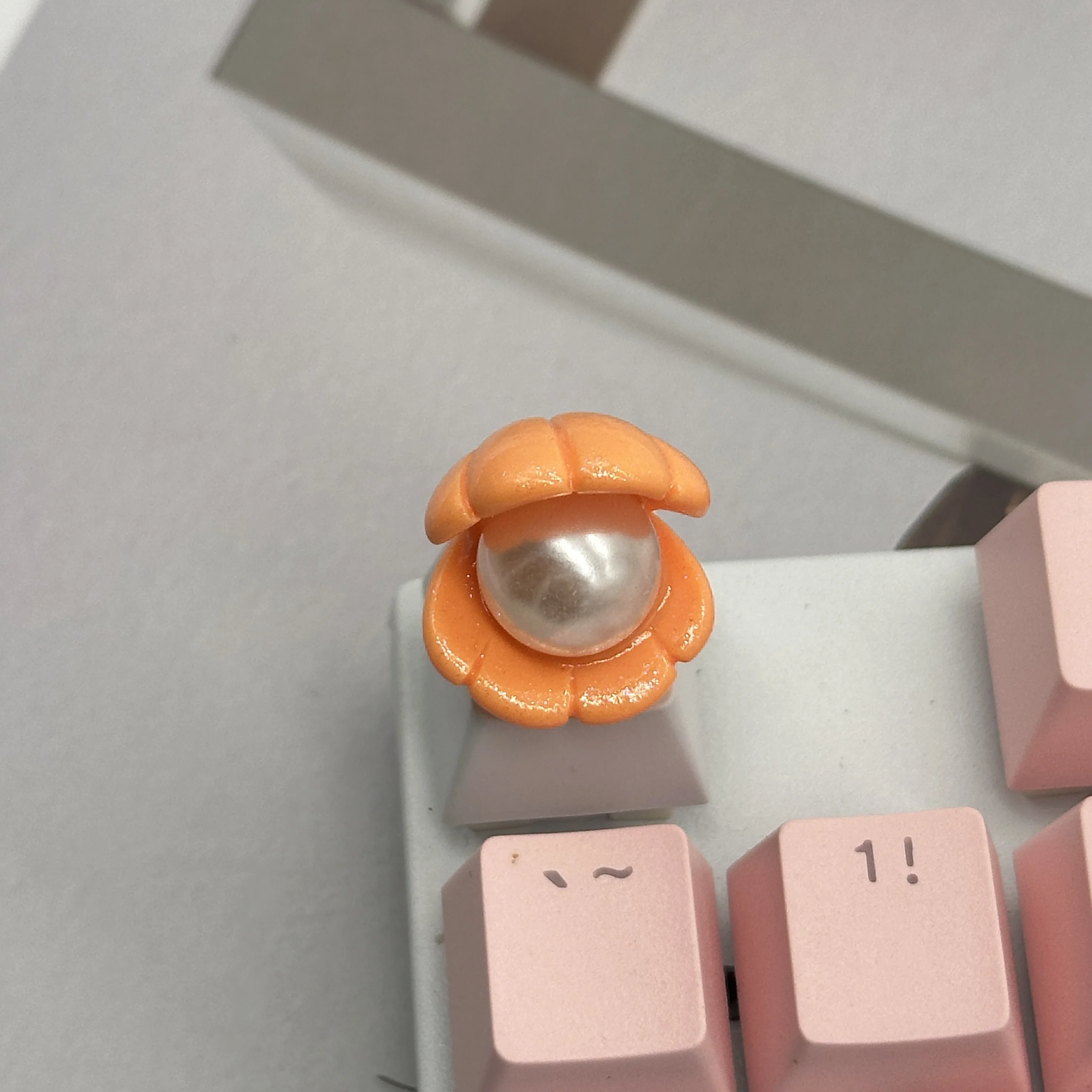 DlY-teclas de resina con concha de perla abierta, teclado mecánico de eje transversal, macarrón individual rosa - imagen 4
