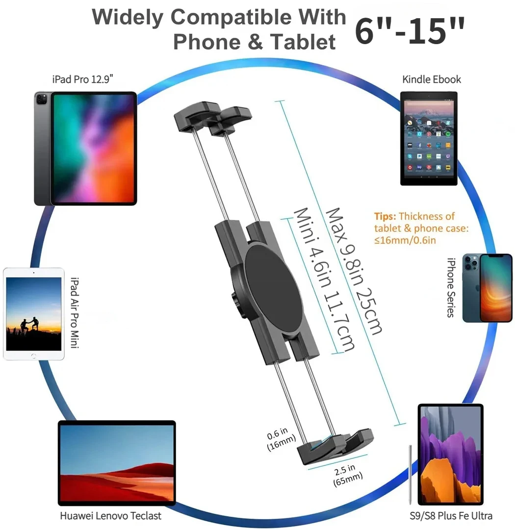 Soporte para tableta y teléfono de viaje por carretera para niños, soporte para reposacabezas del asiento trasero del coche, se adapta a dispositivos de 6-15 "para iPad Air Pro 13 Huawei Xiaomi Teclast - imagen 3