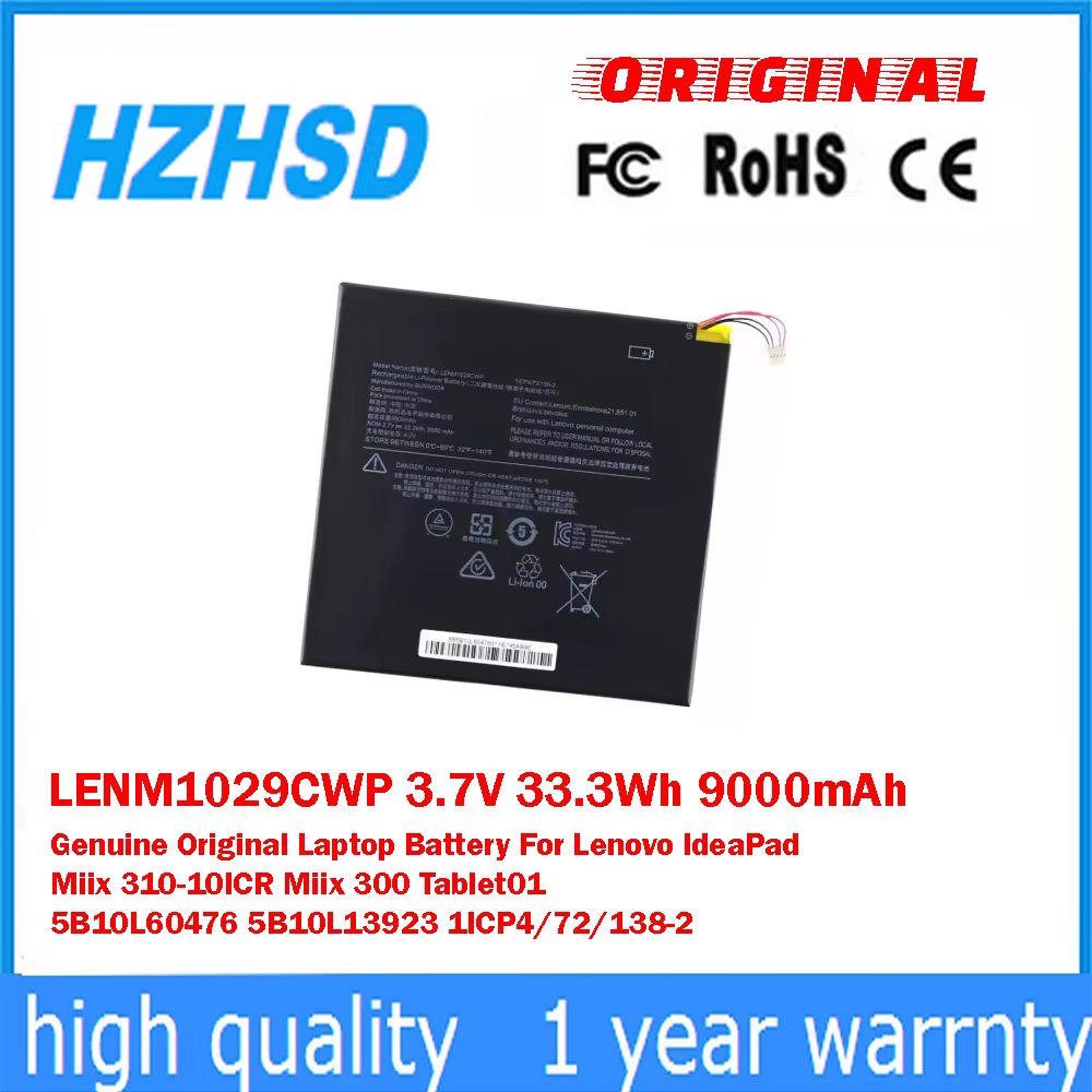 LENM1029CWP 3,7 V 33,3Wh 9000mAh batería Original y genuina para ordenador portátil Lenovo IdeaPad Miix 310-10ICR Miix 300 Tablet01 5B10L60476