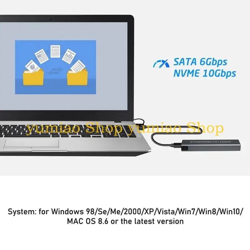 587B para M.2 SSD para carcasa para NVME/ disco duro PCIE doble protocolo USB3.1 tipo C 10G 2TB caja disco duro - imagen 3
