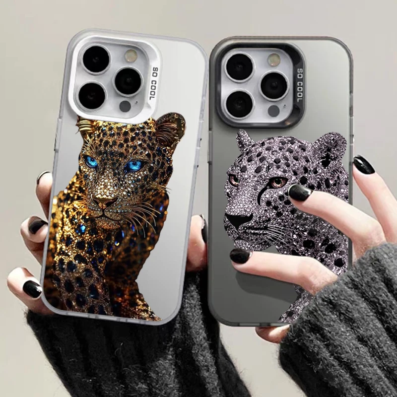 Funda de teléfono con estampado de leopardo dorado y plateado para Samsung Galaxy S25 S24 S23 S22 Ultra Plus FE A55 A56 A53 A06 A35 A15 A16 5G - imagen 4